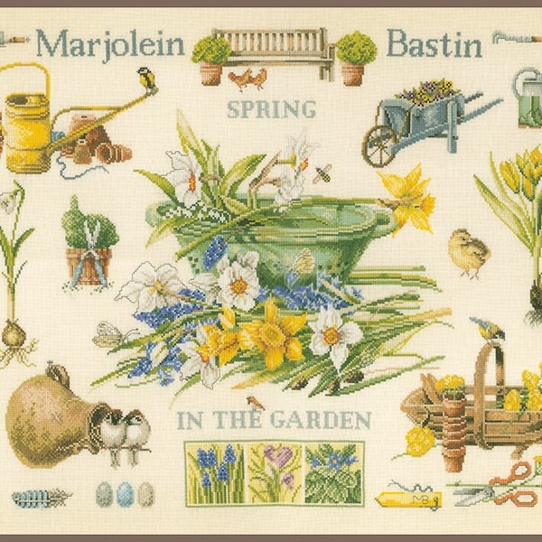 Counted cross stitch kit - Spring in the Garden by Lanarte, Marjolein Bastin series