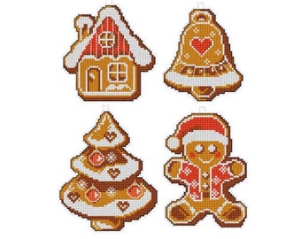 Cross stitch Christmas ornaments KIT on plastic canvas
