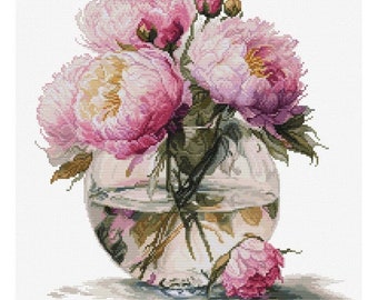 Bouquet of Peonies - counted cross stitch kit  by Luca-s brand B7028