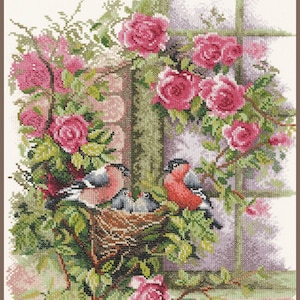 Counted cross stitch kit - Nesting Birds by Lanarte