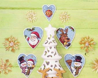 Cross stitch Christmas ornaments KIT  toys on plastic canvas