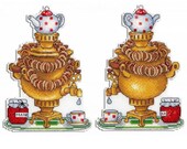 Cross stitch kit - Samovar on plastic canvas, two-side