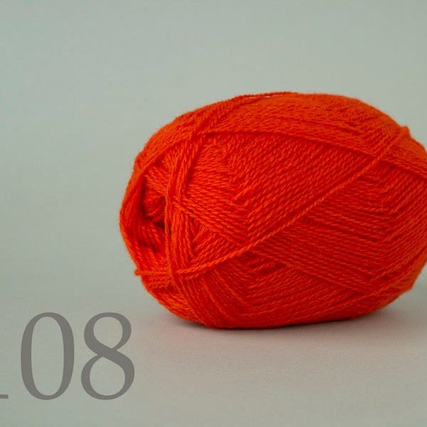 Fil à tricoter LAINE Fil 100% Pure Laine pour le tricot, crochet - orange fluo #108