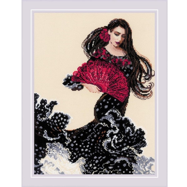 Dancer with a Fan - Riolis cross stitch kit * Aida and threads included