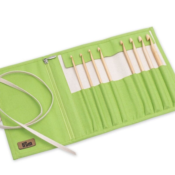 Bamboo crochet hooks set in cotton Holder  3.5 - 8mm * SET of 8 hooks