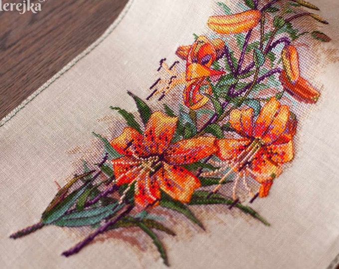Lilies counted Cross stitch kit by Merejka K-90- cross stitch KIT with Belfast