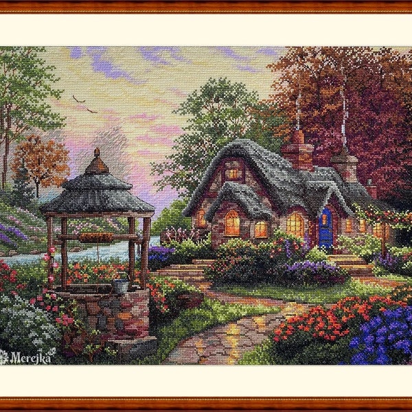 Merejka cross stitch Kit - Make a Wish Cottage K212 by Thomas Kinkade art