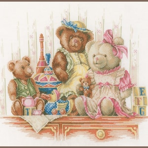 Counted cross stitch kit - Bear and Toys by Lanarte