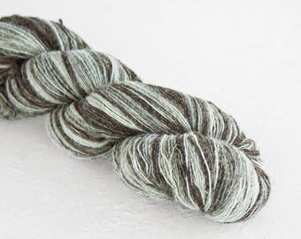 Artistic wool, laceweight art wool brown-grey-white colors, Longstriped artistic wool. Aade Long - Lamb