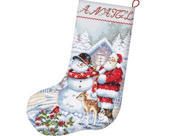Snowman and Santa Stocking - Letistitch 8016 counted cross stitch kit