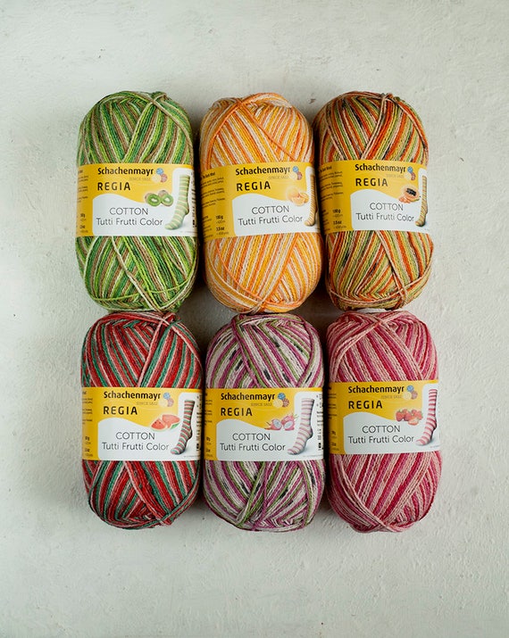 Regia 9801621-02416 4-Strand Cotton Tutti Frutti Hand Knitting Yarn Sock Yarn 100 g Ball Drachenfrucht 16 x 8 x 8 cm 