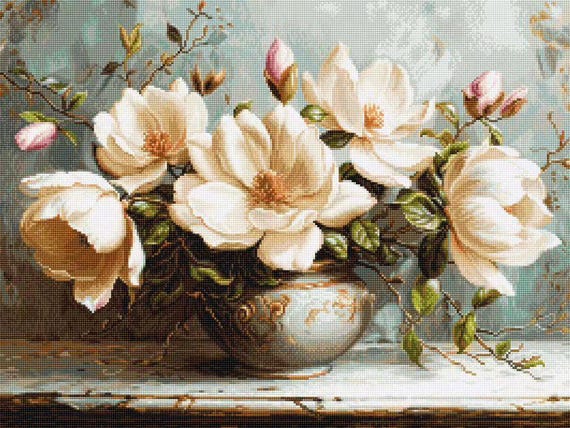 The Mysterious Magnolias - Kit by Luca-s 707 Choose Cross Stitch