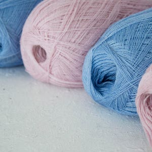 Haapsalu shawl yarn, Cobweb light blue color merino wool yarn lace knitting yarn image 3
