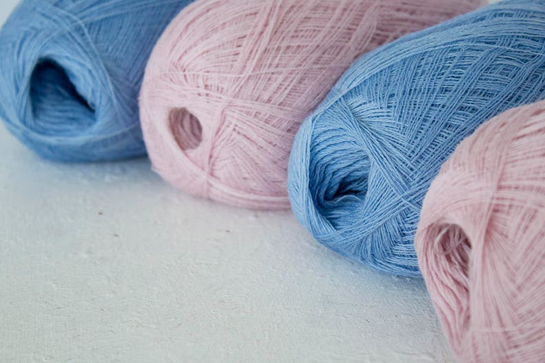 Haapsalu shawl yarn, Cobweb light blue color merino wool yarn lace knitting yarn image 3