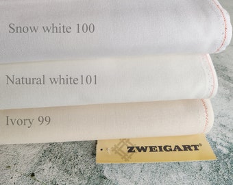 Zweigart 32 count Murano  evenweave fabric in white and ivory colors