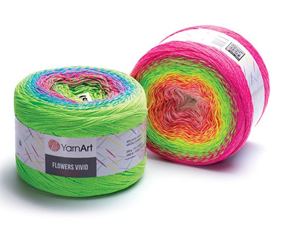 Gradient Yarn Yarnart Flowers VIVID Cotton Blend, Big Artistic