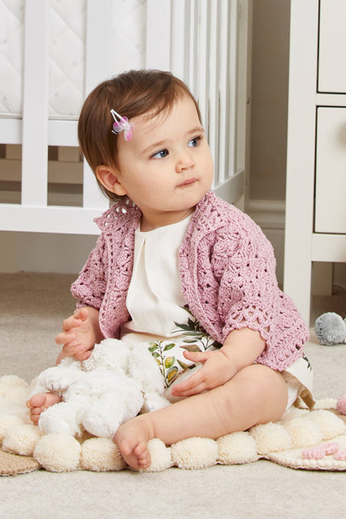 Handmade Baby Crochet Cardigan – Premature To 9 Months, Soft Acrylic, White/Blue/Pink Options, Baby Boy Or Girl