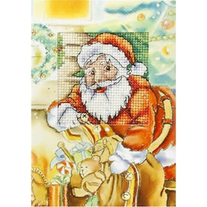 Biglietto natalizio KIT contato punto croce con Babbo Natale