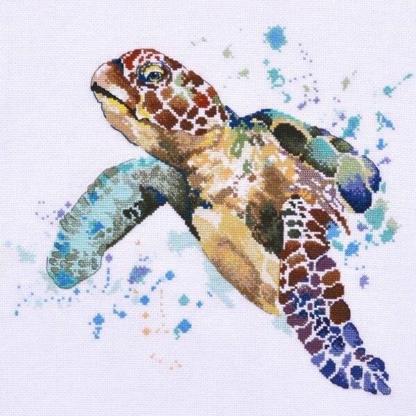 Cross stitch kit Turtle in watercolor style, OVEN 939
