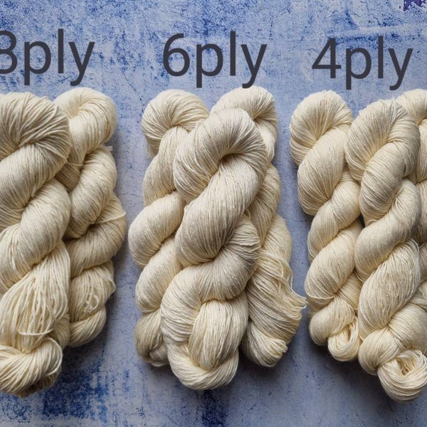 Opal Undyed yarn in skeins - 8, 6 and 4 ply sock yarn