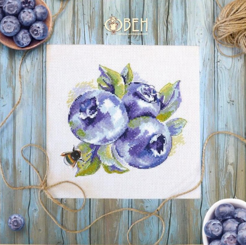 KITs counted cross stitch on Aida with watercolor berries Etsy