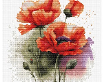 Poppy flowers - counted cross stitch kit  by Luca-s brand B7024