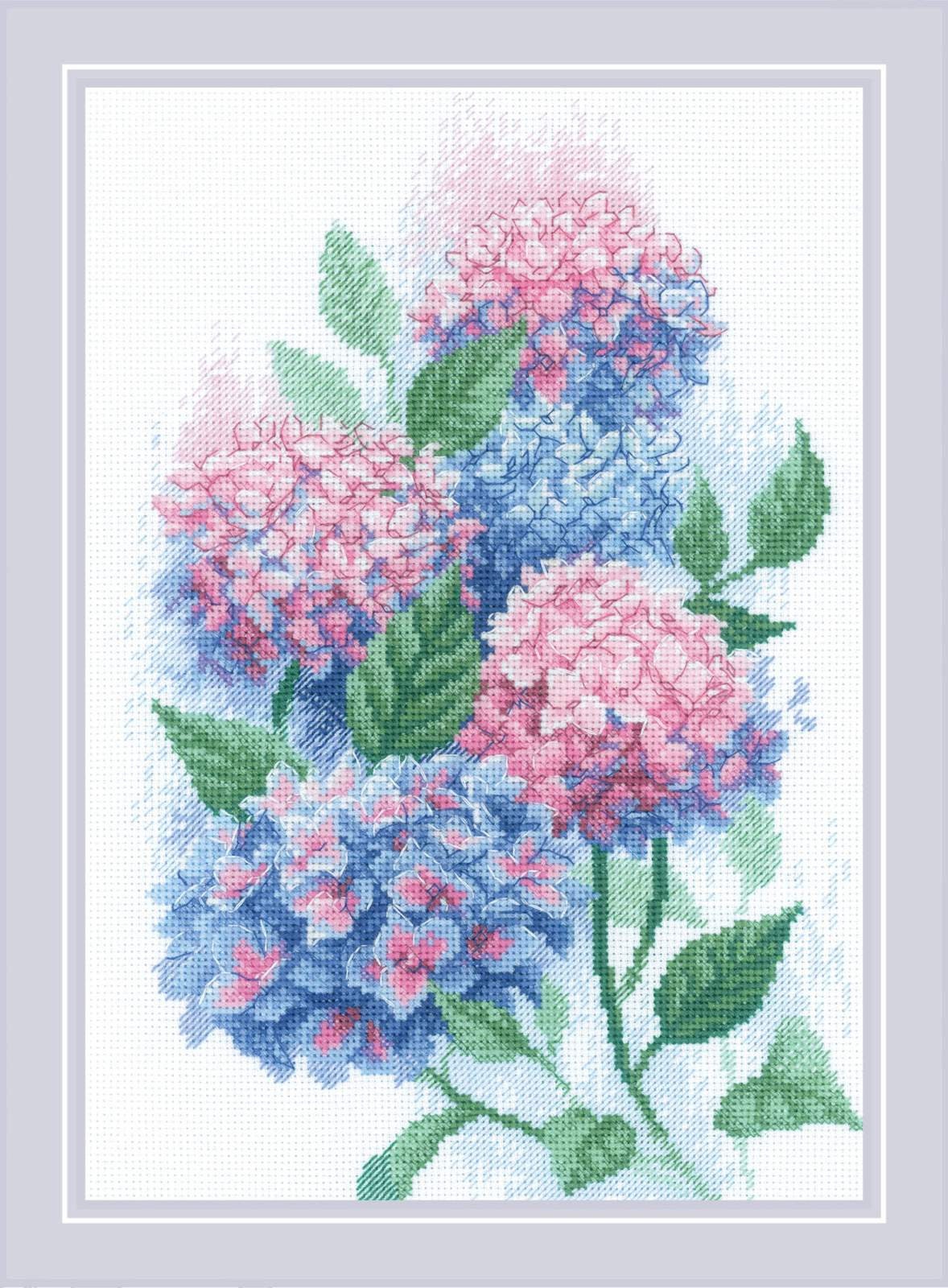 Graceful Hydrangeas - Cross Stitch KIT Riolis 2139 With