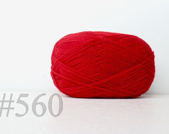 WOOL yarn 100%-knitting yarn - bright red #560