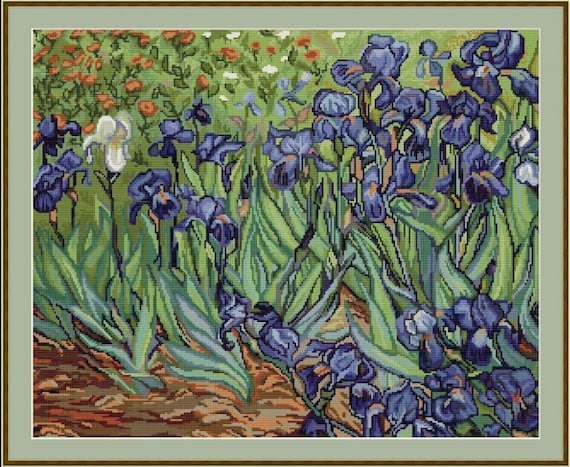 Cross Stitch Kit Irises by Van Gogh Luca-s Brand Cross - Etsy