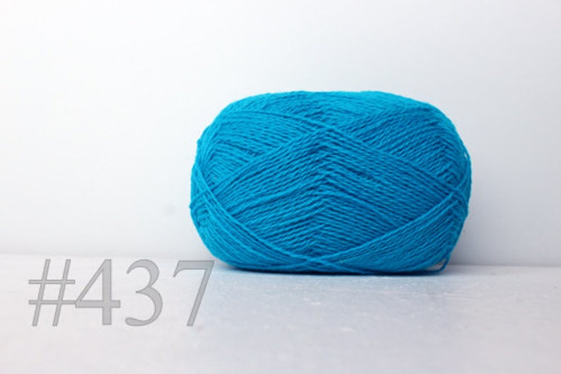 WOOL yarn 100%knitting yarn bright blue 437 image 1