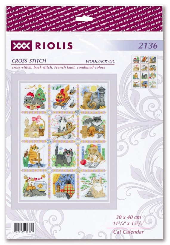 割引発見 Stitch Cross - Calendar Cat Kit Etsy - 2136 Brand Riolis by カレンダー