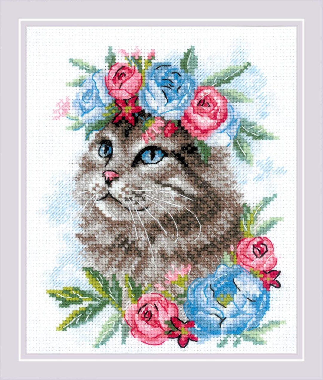 花の中の猫 - リオリスブランドのクロスステッチキット 2088 - Etsy 日本