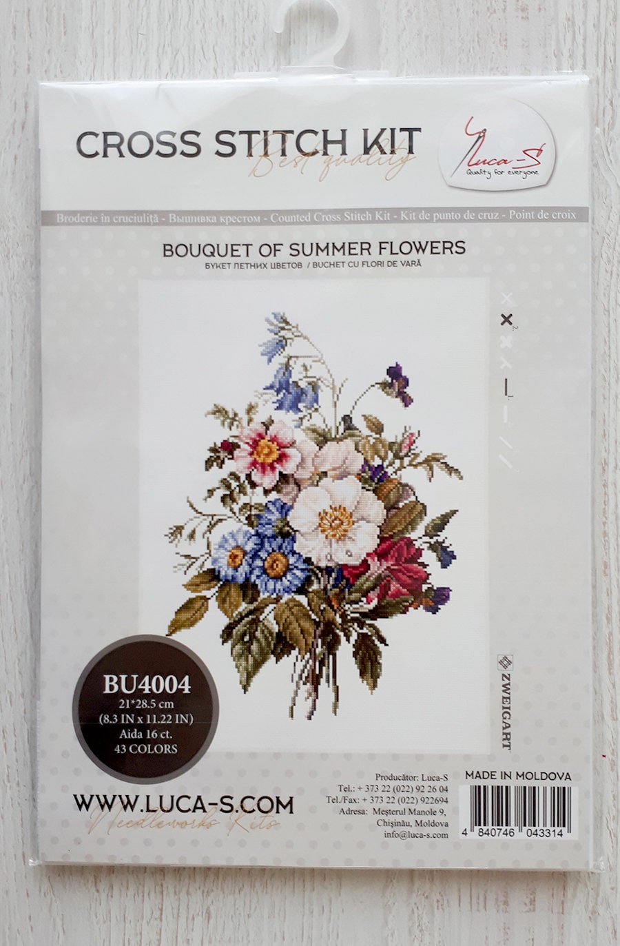 KIT Still Life Bouquet of Summer Flowers - Counted Cross Stitch by Luca ...