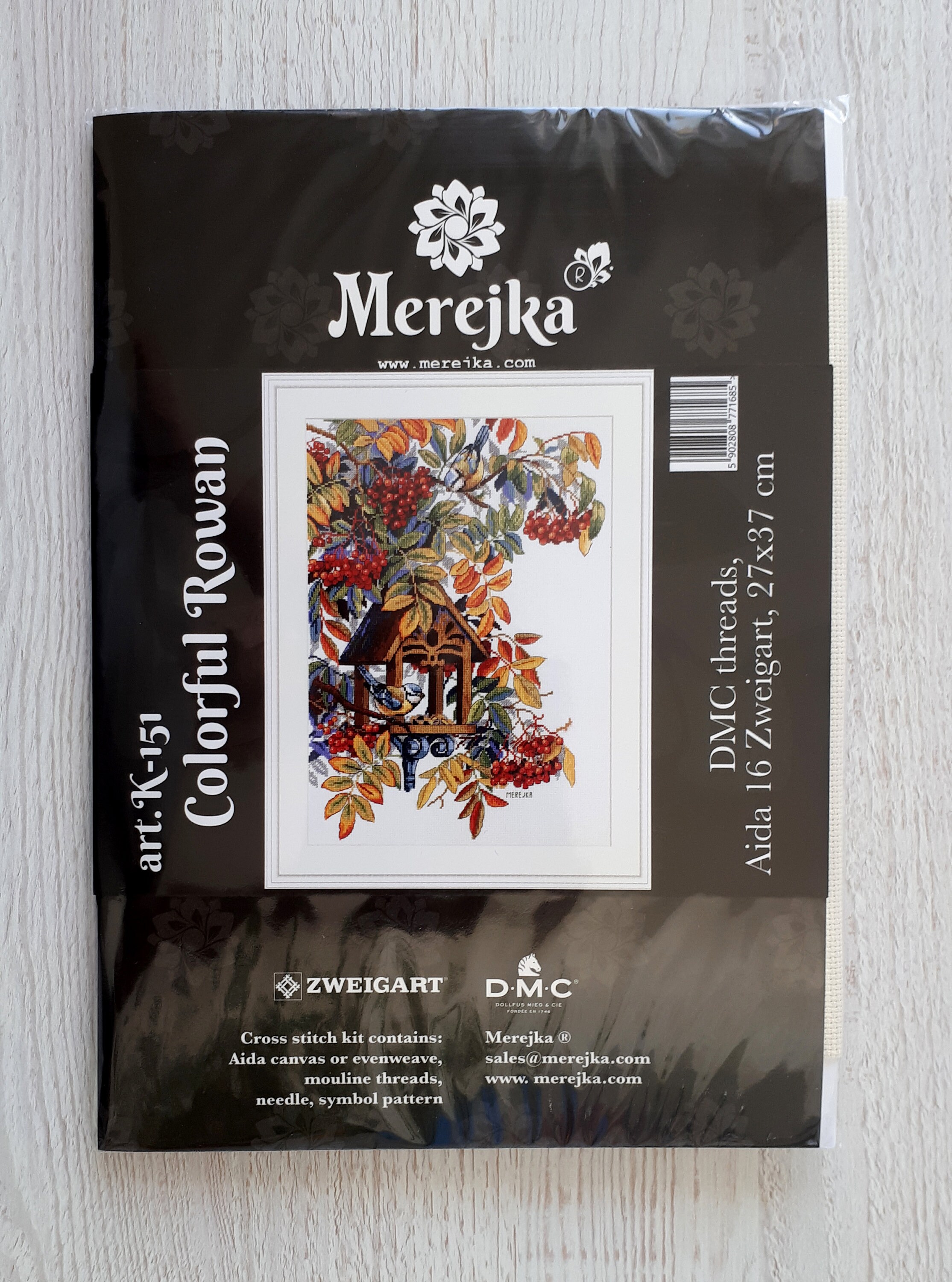 Merejka Kreuzstich-Set „Rowan“ – Komplett Mit Stoff, Garn, Nadel & Anleitung, Motiv 27x37 Cm