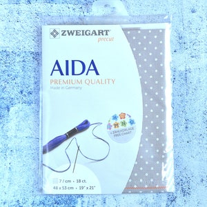 18 count Aida grau mit weißen Punkten