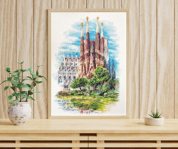 Riolis Kreuzstich Set 'Sagrada Familia' - Stickpackung Mit 29 Farben, Fertig 30x40cm