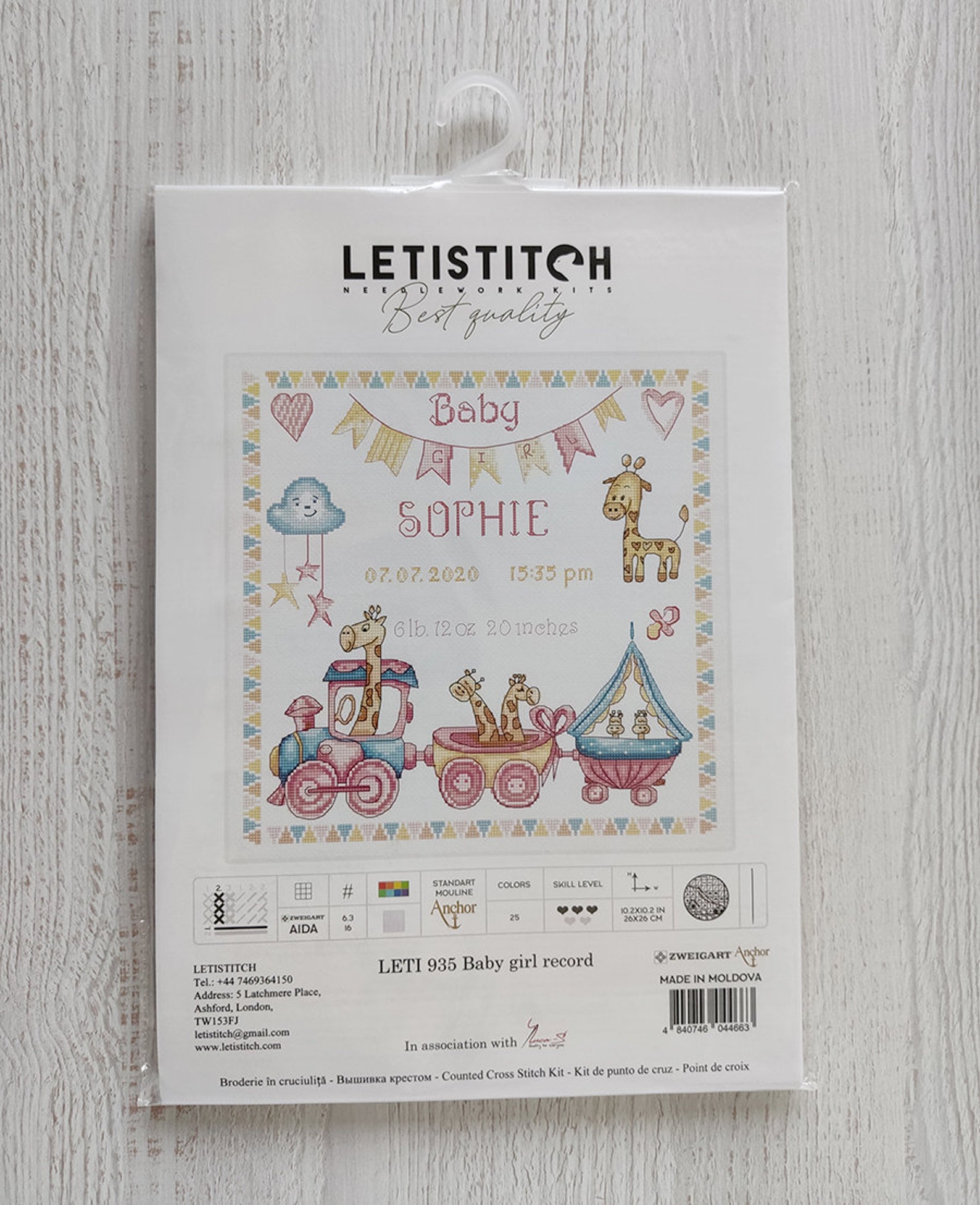 Cross Stitch Kit Baby Girl Sampler Etsy UK