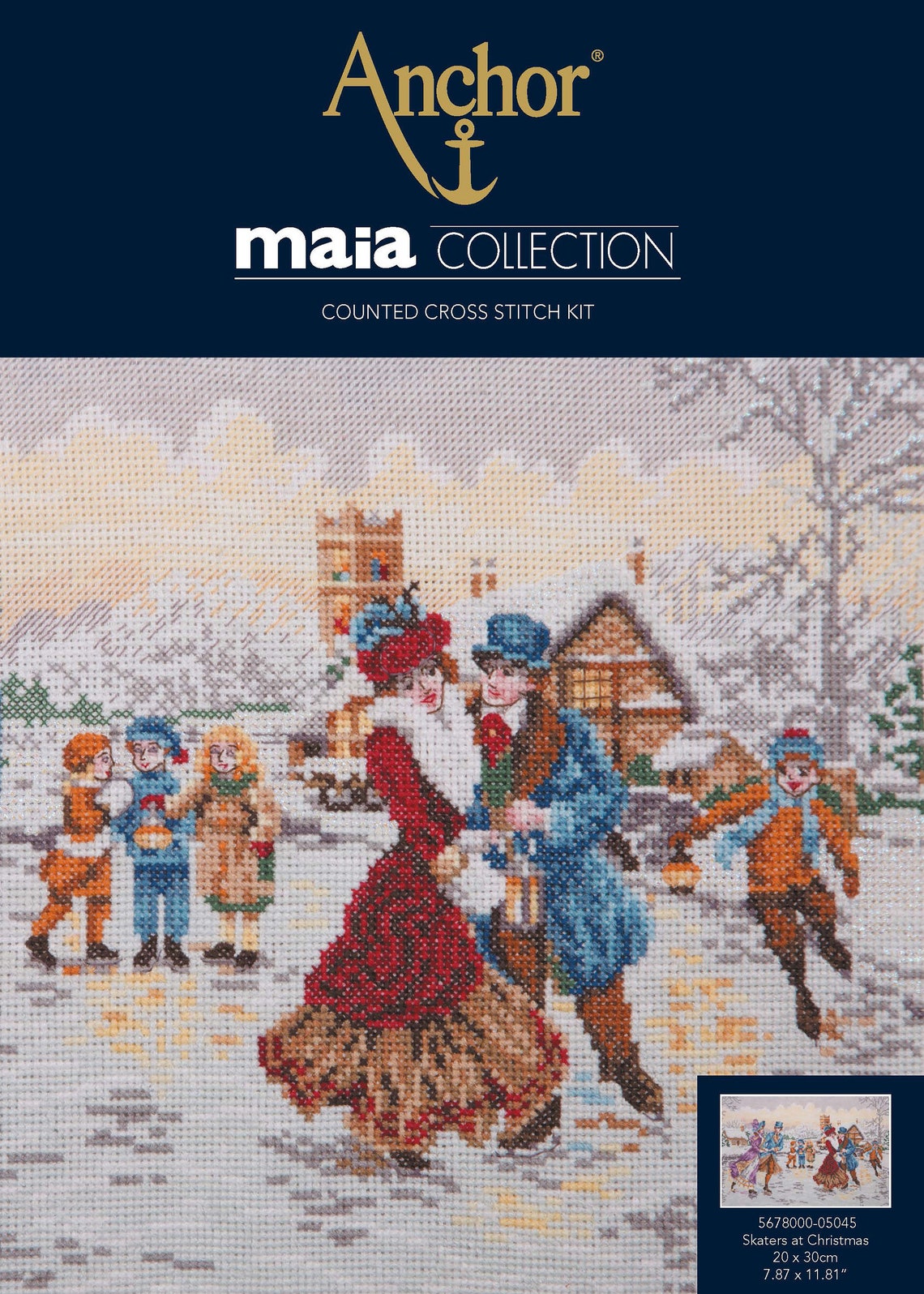 Anchor Maia Collection Cross Stitch Kit Skaters at Christmas Etsy