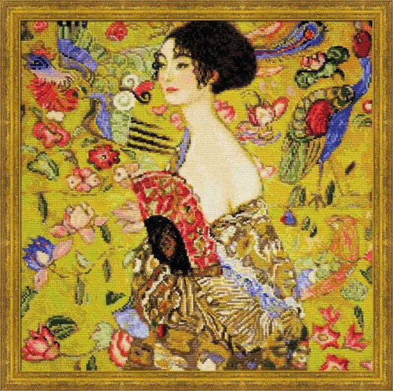 クロスステッチキット 1226 扇を持つ女性 G. クリムトの絵画を元