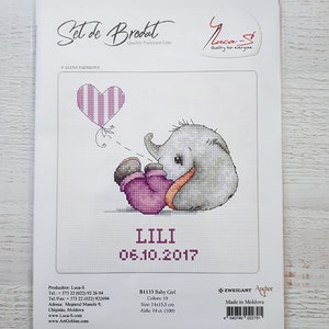 Luca-S Baby Mädchen Kreuzstichset | 14x15,5 Cm Fertige Größe, Inkl. Stoff, Garn, Nadel, Anleitung
