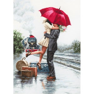 Cross stitch KIT Couple on train station by Luca-S brand B2369