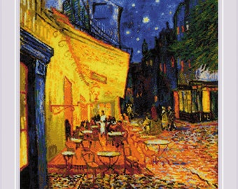 Kreuzstichpackung - Café-Terrasse bei Nacht nach Gemälde von V. Van Gogh von Riolis 2217