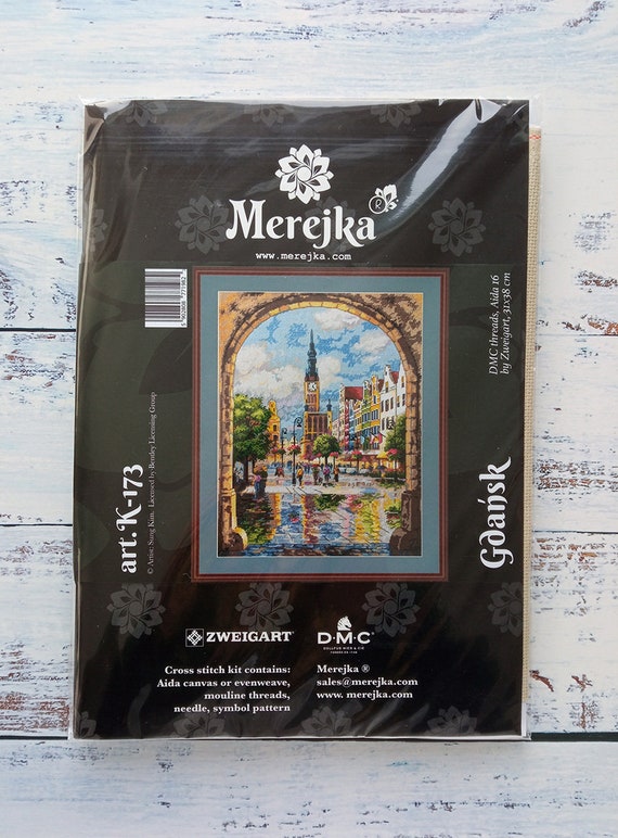 Merejka Kreuzstich-Set „Sterne“ – Mit Aida-Stoff, DMC-Garn & Anleitung, Größe 26x35 Cm