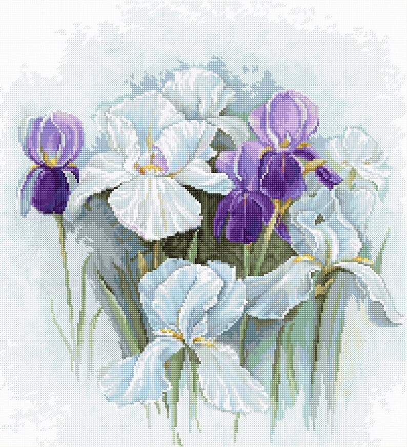 Irises Counted Cross Stitch Kit by Lucas Brand B2367 Etsy