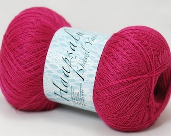 Hilo de lana merino color magenta telaraña - hilo de chal haapsalu