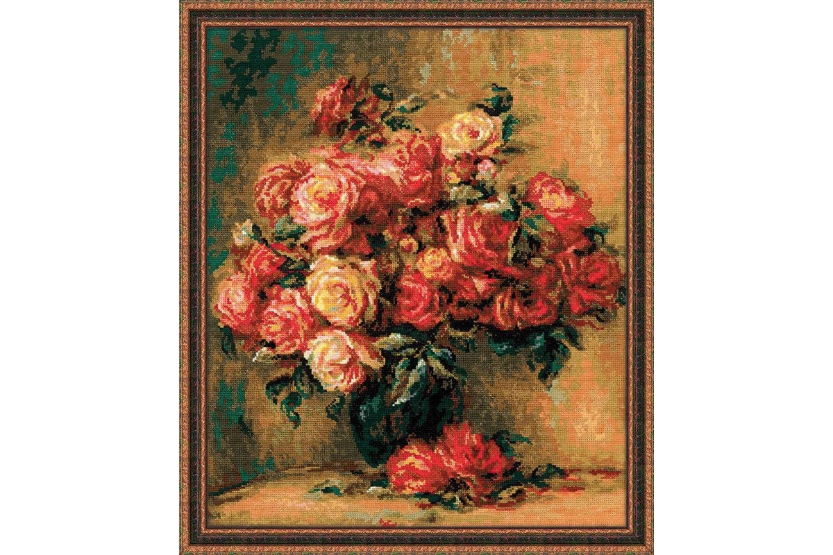 薔薇の絵画 クロスステッチキット - ピエール＝オーギュスト・ルノワールの