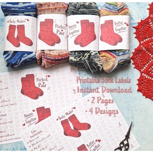 Printable Sock Band – Valentine Knitted Gift Packaging (Digital PDF Download)