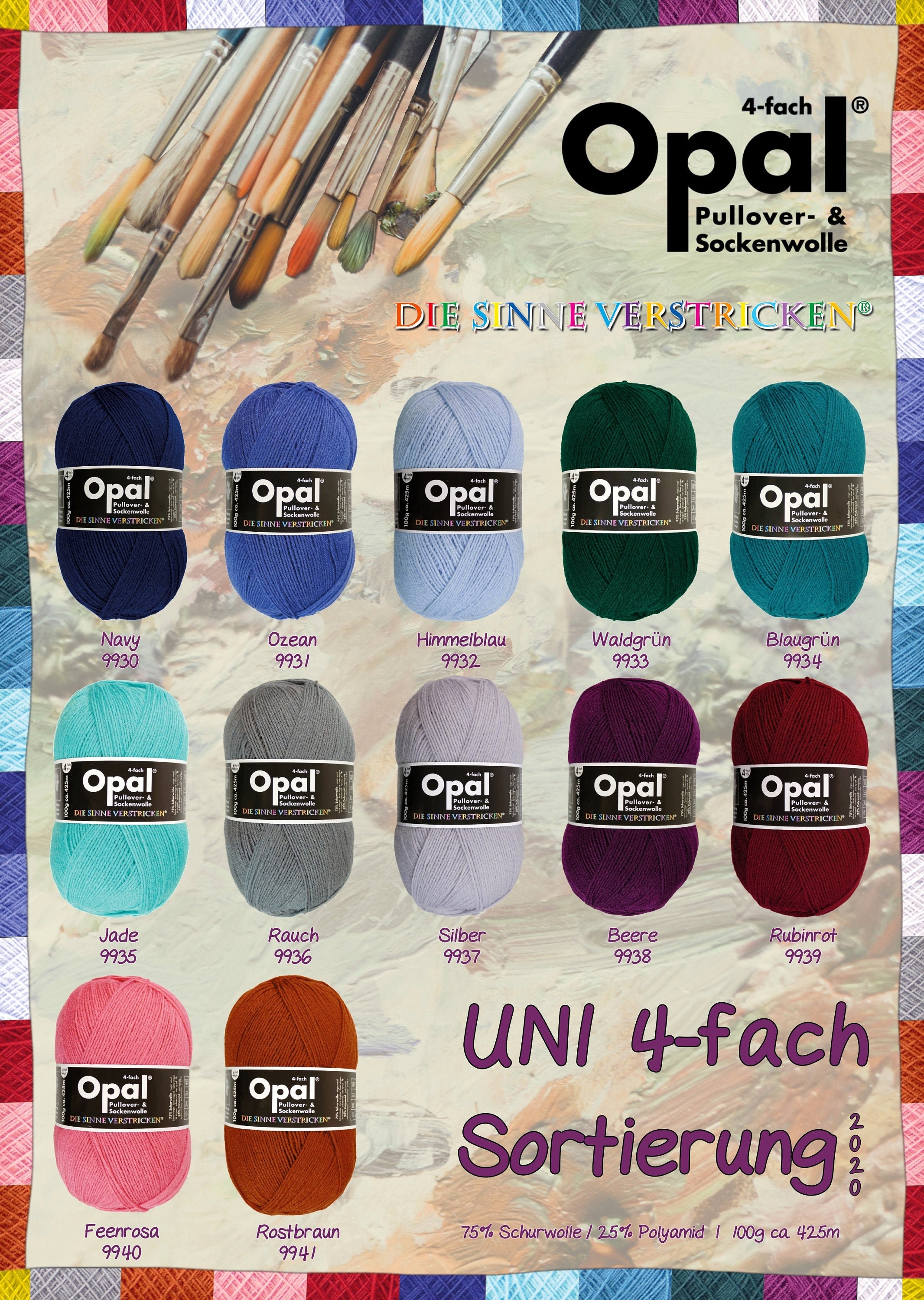 LIMITED Opal Uni collection - 4 ply sock yarn in solid  colors