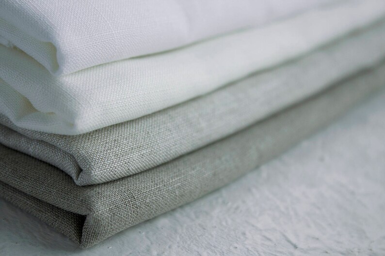 Undyed Linen fabric in snow white light grey and natural grey colors 160gm weight fabric for sewing natural white Pure Linen fabric