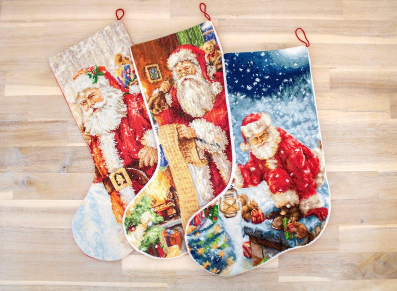 Christmas Stocking KIT Cross Stitch Santa Lucas Christmas Etsy Canada